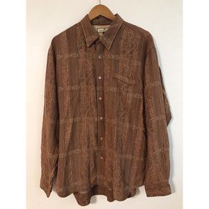 Tommy Bahama Men's XL Long Sleeve 100% Silk Brown Shirt